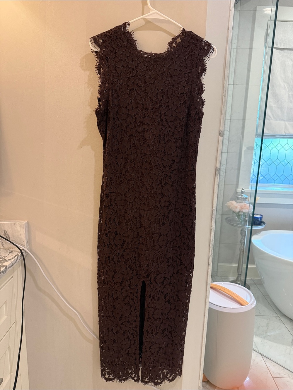 NWT Endless Rose Sleeveless Brown Lace Midi Dress